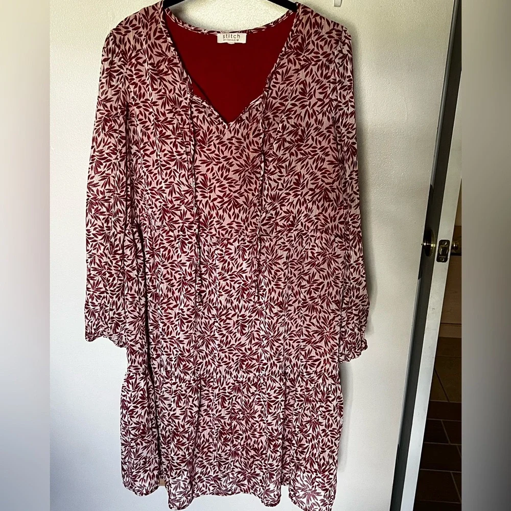 Stitch by Chenault Tiered Floral Red Dress size M? - Picture 2 of 7